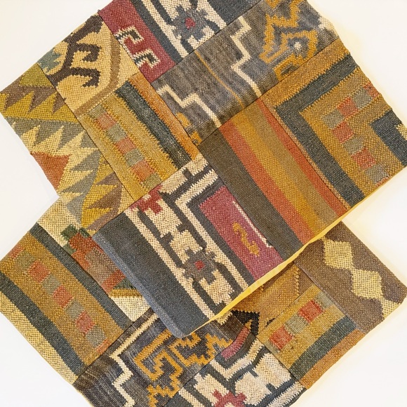 Handmade 24”x24” Turkish Kilim Patchwork Pillow Covers - Picture 6 of 12